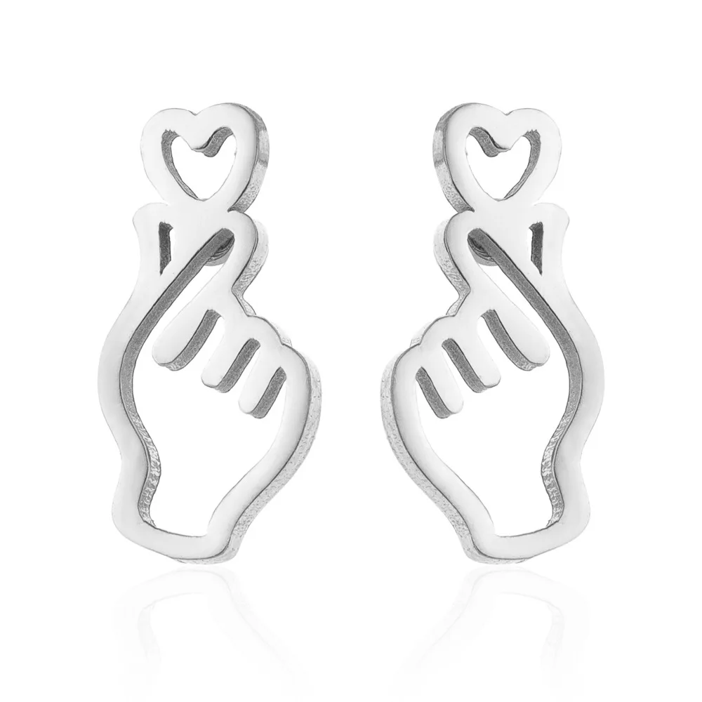 2023 Fashion Star and Moon Heart Gesture Bicycle Heartbeat Stainless Steel Earrings Jewelry Wholesale image 4