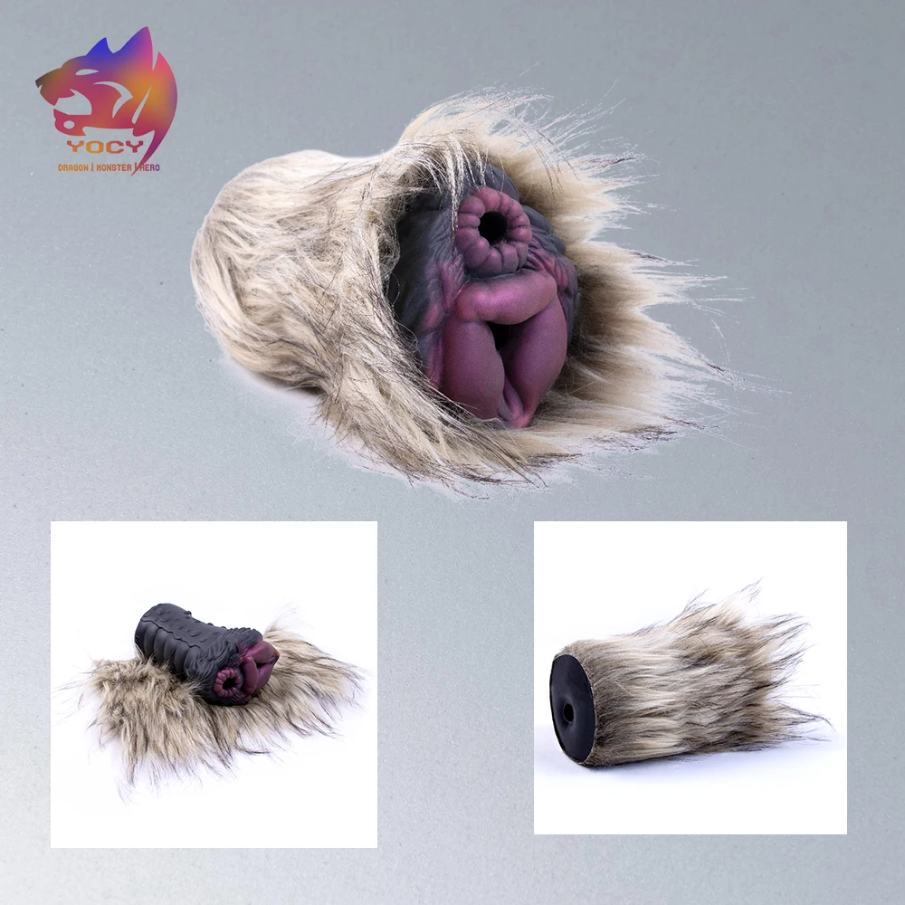 YOCY Realistic Animal Dog Male Masturbator With Lifelike Fur Penis Stroker Massager Silicone Dual Vagina Fetish Sex Toys For Men