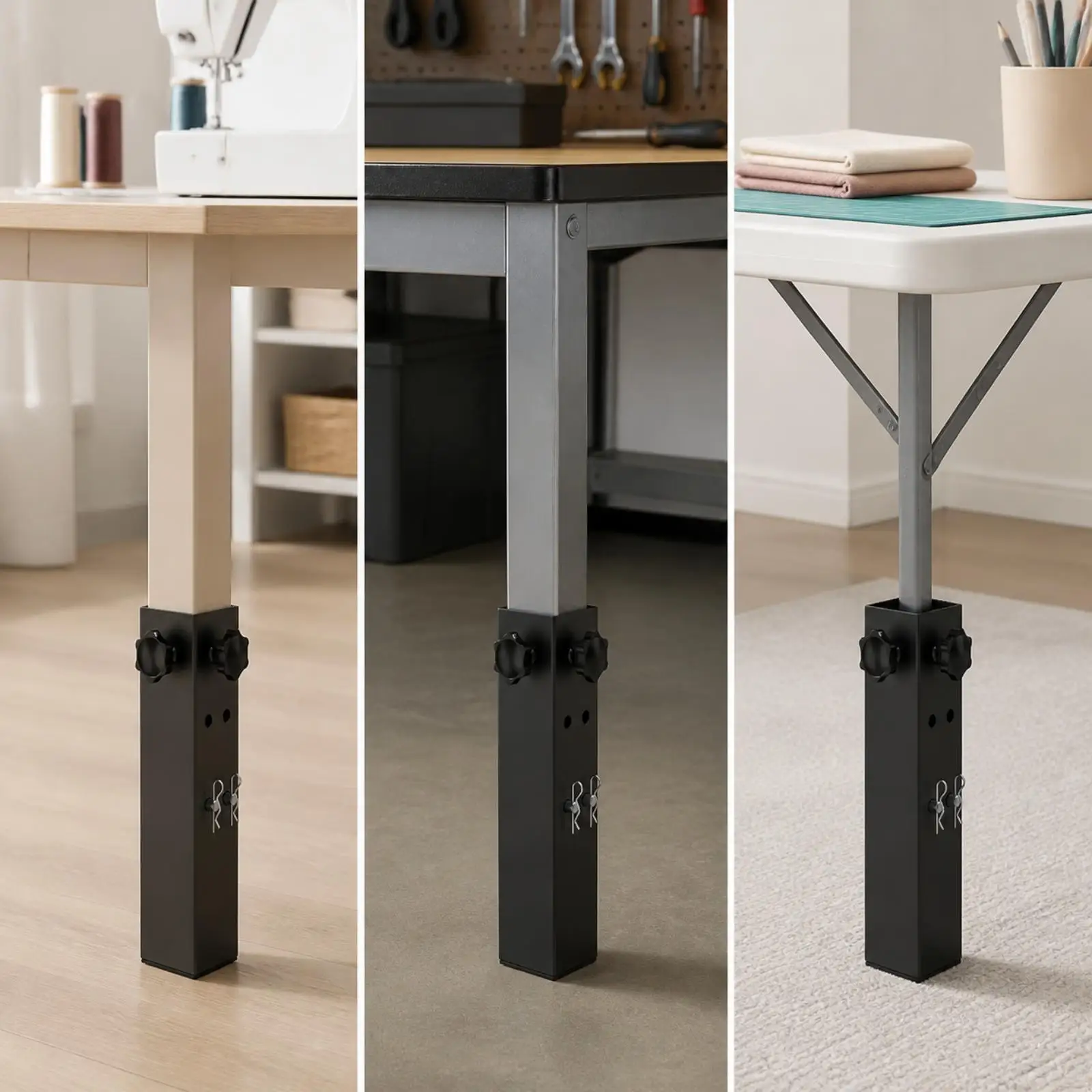 Adjustable Folding Table Leg Extender Metal Furniture Part with Locking System for Secure Wobble Free Fit