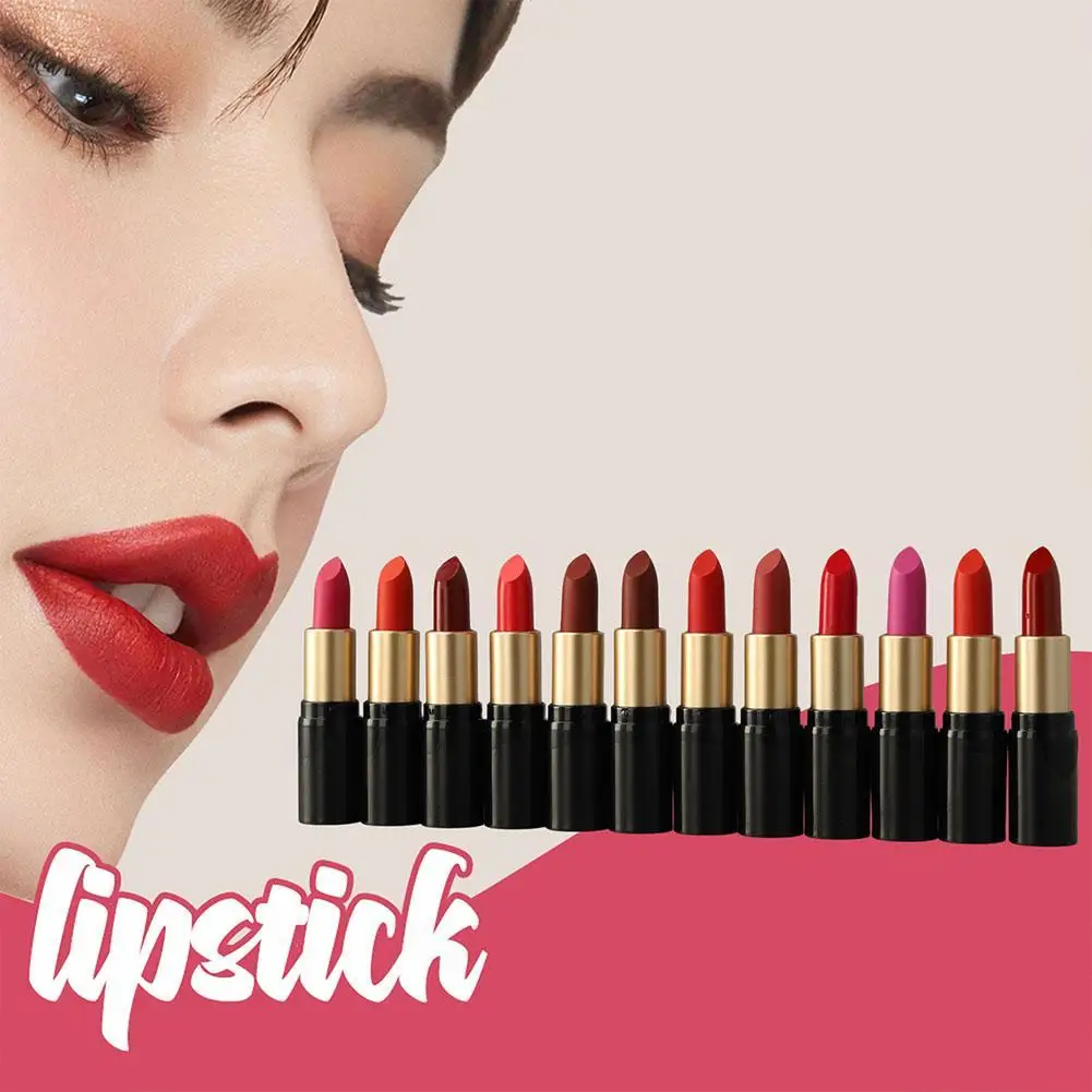 SHUZILI Lipstick Smooth Texture Long Lasting Effect Moisturizing Lip Gloss Make Up Women's Daily Cosmetics, 12 Color Options