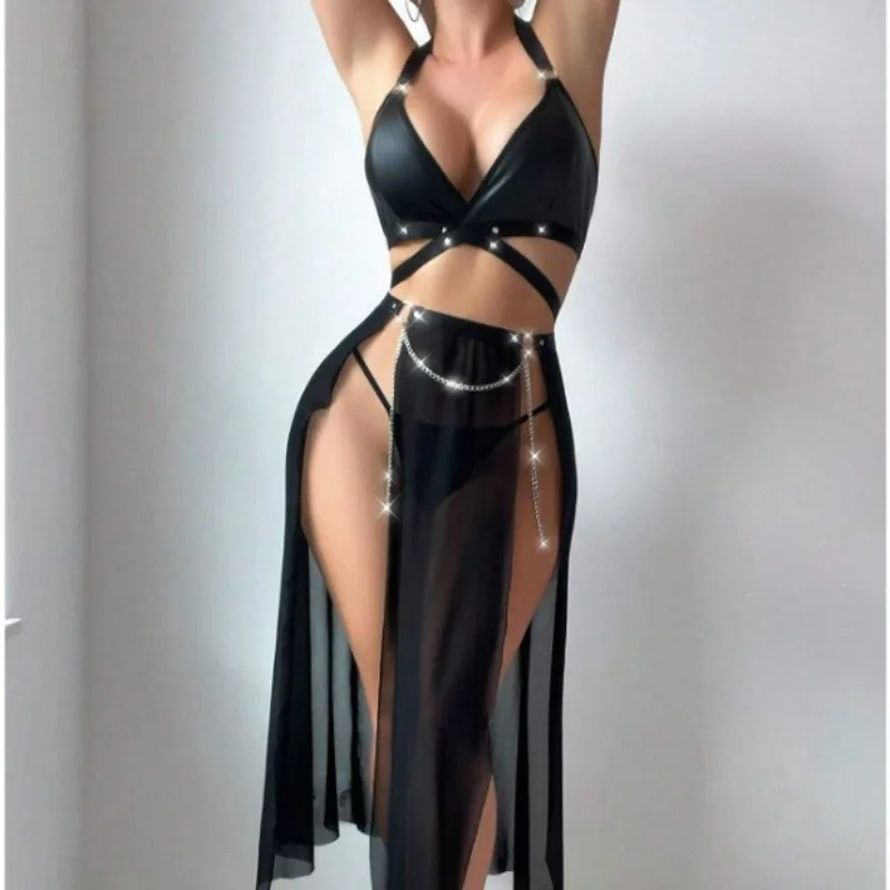 

Sexy Women's Pajamas - See-through Cross-back Backless Women's Home Wear Includes A Set of Underwear Nightgown Woman Dresses