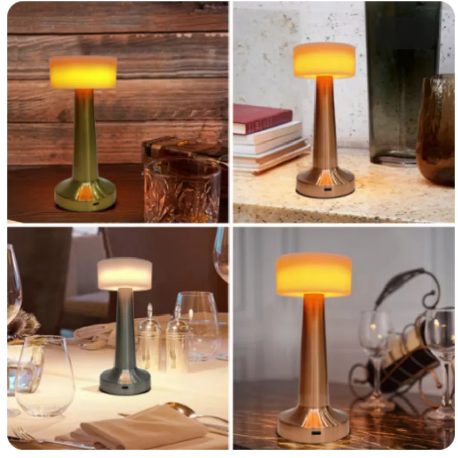 Retro Bar Led Lamp Battery Operated Rechargeable Desk Light Restaurant Table Lamp For Outdoor Bedside Room Night Light Decor