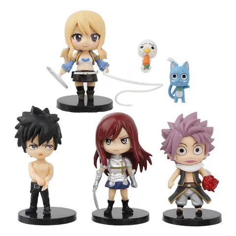 5Pcs/1Set Anime FAIRY TAIL Figure Etherious Lucy Heartfilia Model toys Erza Scarlet Gray Fullbuster Set Collection Doll Gift