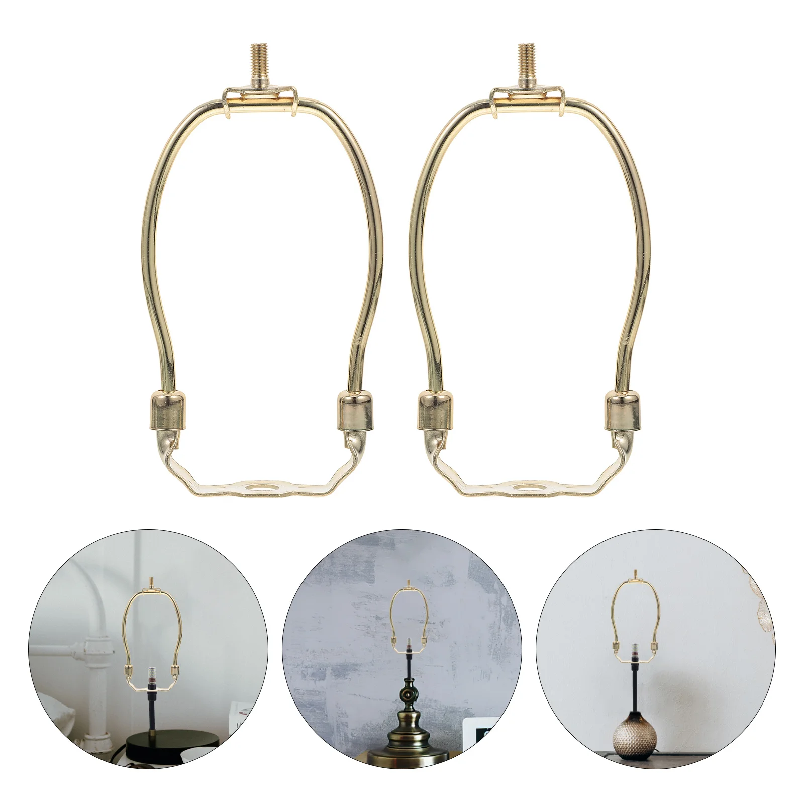 

2Pcs Lamp Shade Parts Gold Finish Detachable Lampshade Bracket for Table Lamp Base Harp Adapter Vintage Lighting Fixtures