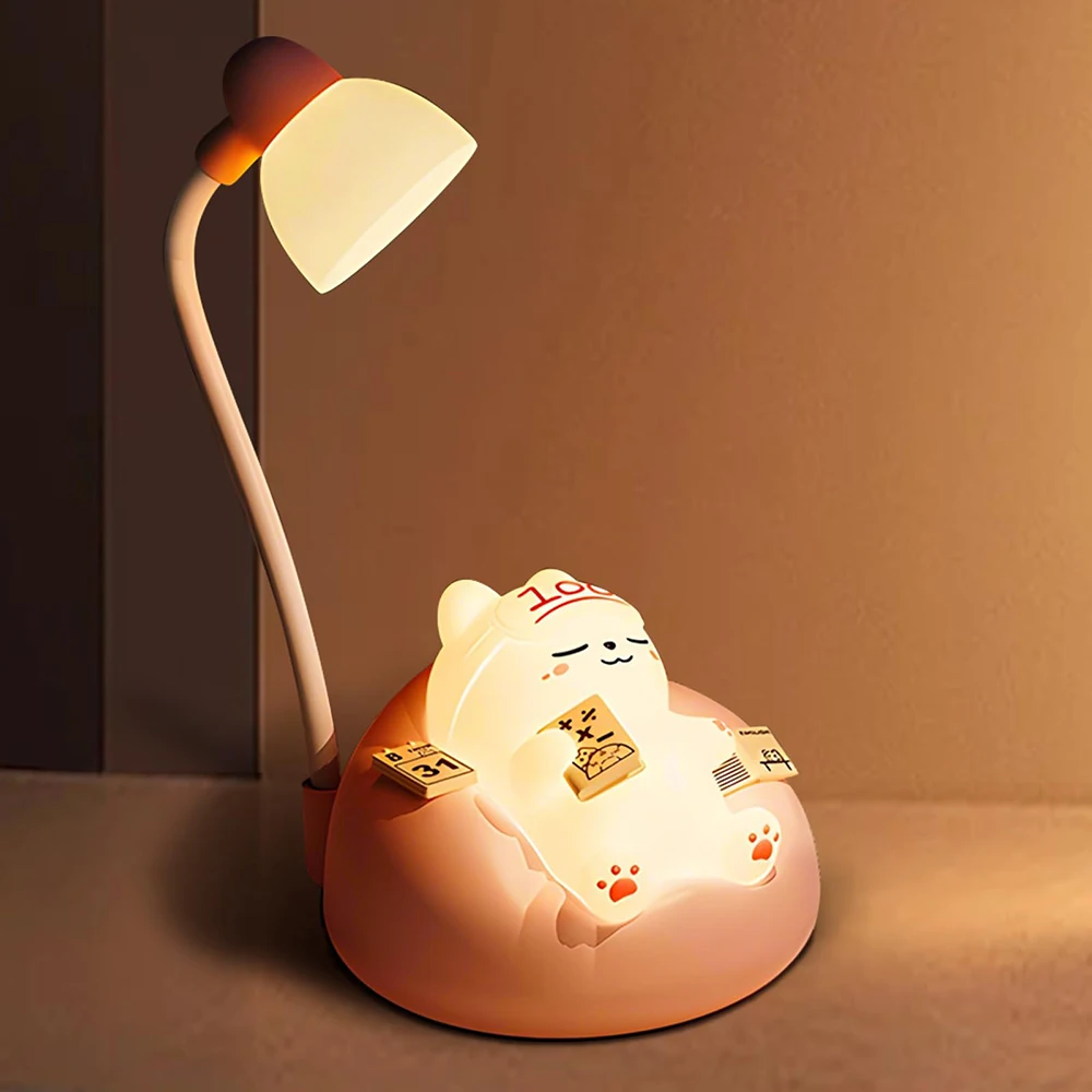 Cute Sleeping Cat Night Light Mini Kitten Table Lamp Kid Birthday Gift Rechargeable Dimmable Nightlight For Room Bedside Bedroom