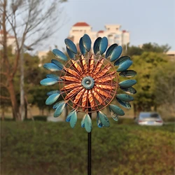 Solar metal windmill rotating wind collector, creative courtyard garden lawn outdoor patio decoration