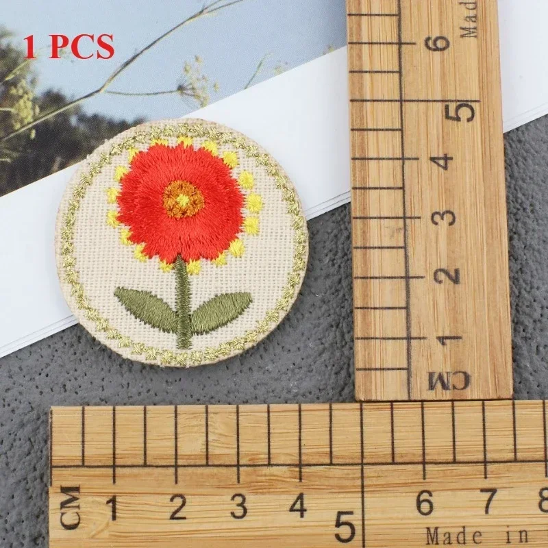 Cotton and Linen Embroidery Sticker Flower Round Gold Silk Embroidery Micro Chapter Cartoon Rose Flower Basket Patch