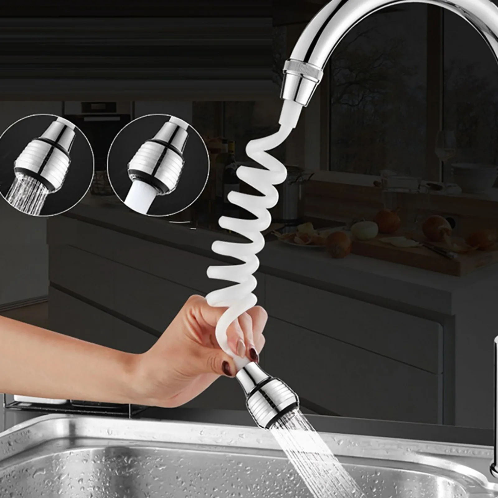 Kitchen Faucet Extension Device Retractable Faucet Sprayer Head Water Tap Nozzle Universal Household Bathroom Tap Extend Devices