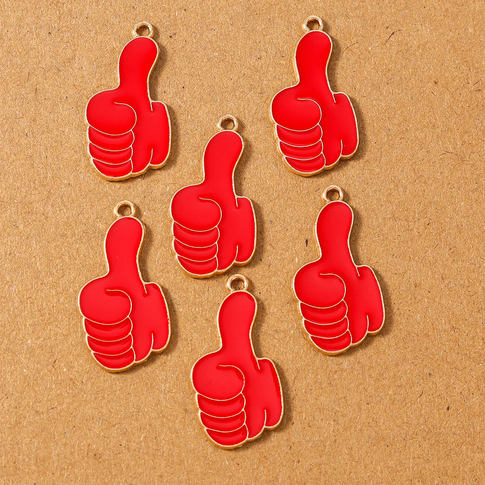 10 Uds. De nuevos colgantes esmaltados con forma de pulgar para hacer joyas, collar, pendientes, pulsera, suministros de accesorios hechos a mano DIY