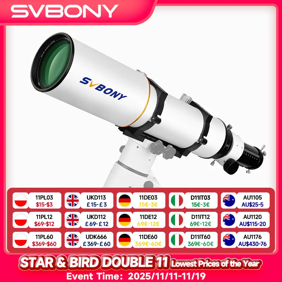 SVBONY SV503 Telescopio, rifrattore acromatico OTA 102ED/F7 a bassissima dispersione, focheggiatore Rap a micro-riduzione, per astrofotografia, per fotografia deep-sky