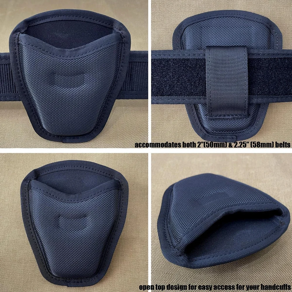 Tactical Handcuff Case for Duty Belt,1680D Nylon/Leather-like, Rotatable & Layered Security Holster (9 Styles), Cuff Case Pouch