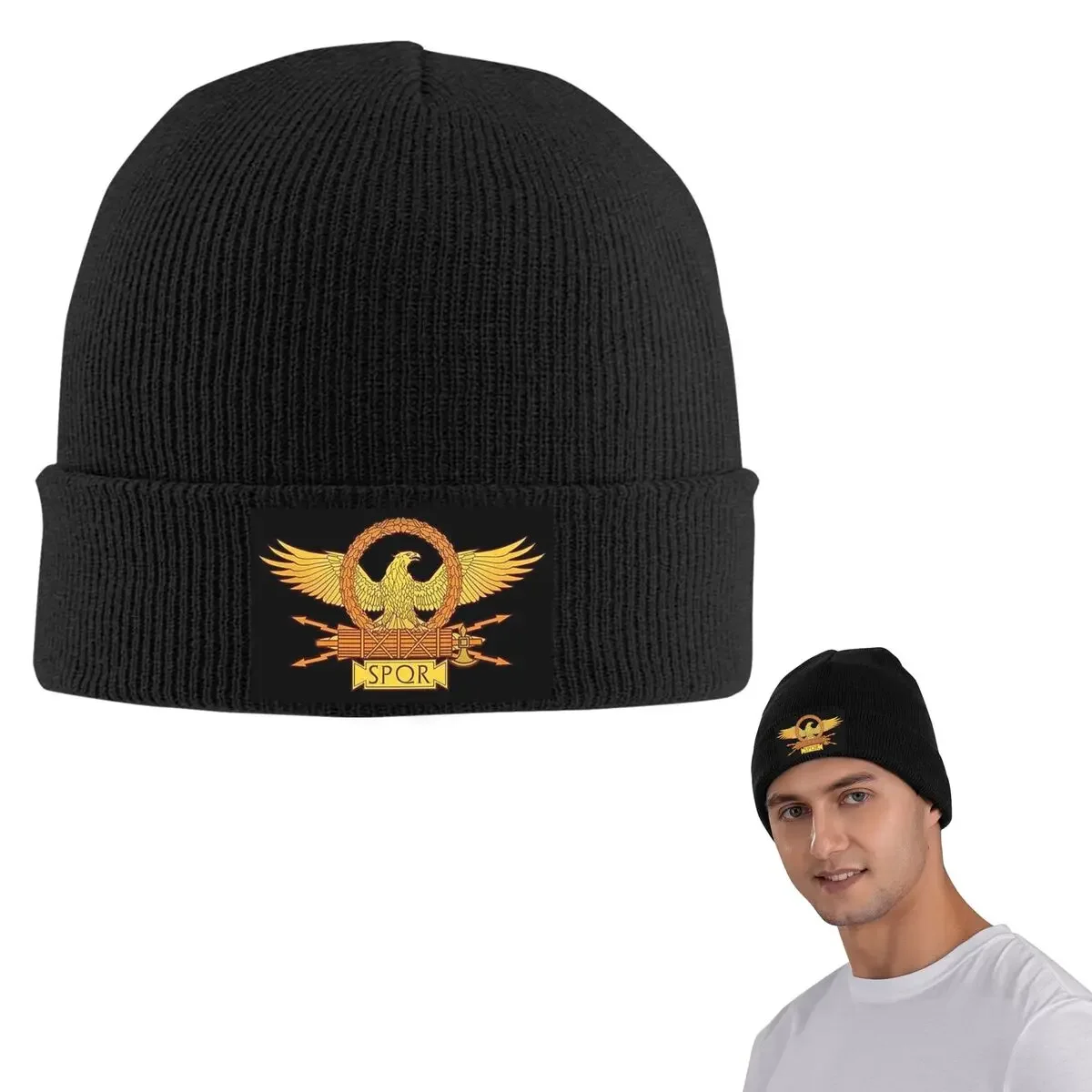 Ancient Roman SPQR Warm Knitted Cap Hip Hop Bonnet Hat Autumn Winter Outdoor Beanies Hats For Men Women Adult