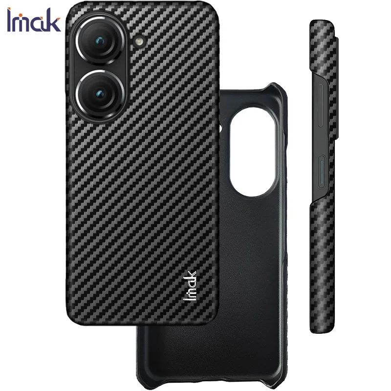 IMAK Carbon Fiber Pattern Back Panel for Asus Zenfone 9 5G 2022 Phone Case Hard PC Slim Matte Shockproof Cover Zenfone9 Coque