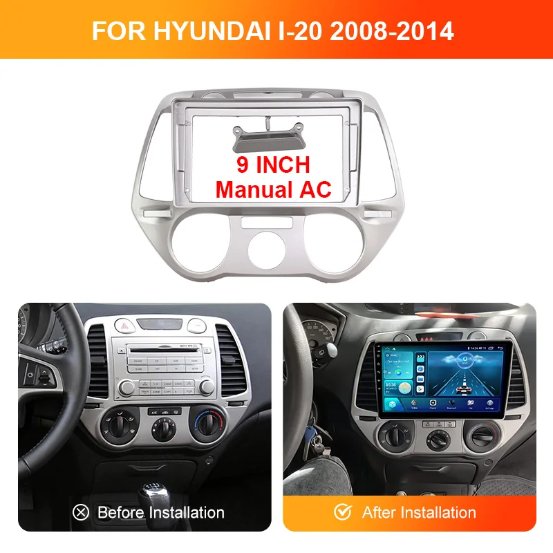 9 Inch Car Fascia Frame Cable For Hyundai i20 2008-2011 Android Big Screen Radio Dash Fitting Panel Kit