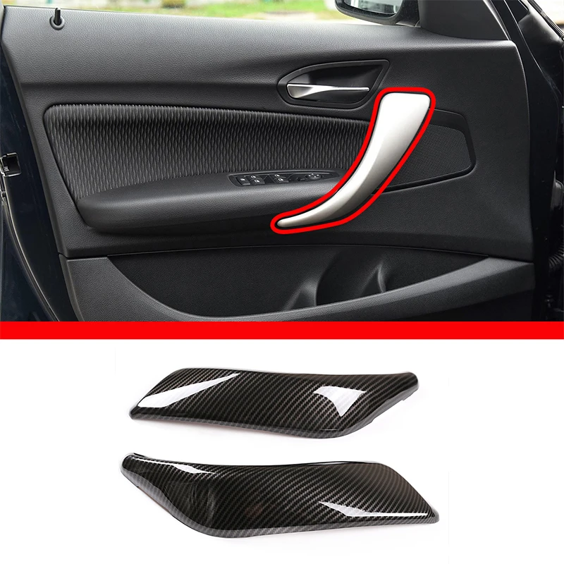 

ABS Carbon Fiber Interior details Inner door armrest handle protection cover sticker For BMW 1 2 Series 2012-18 Car Accessories
