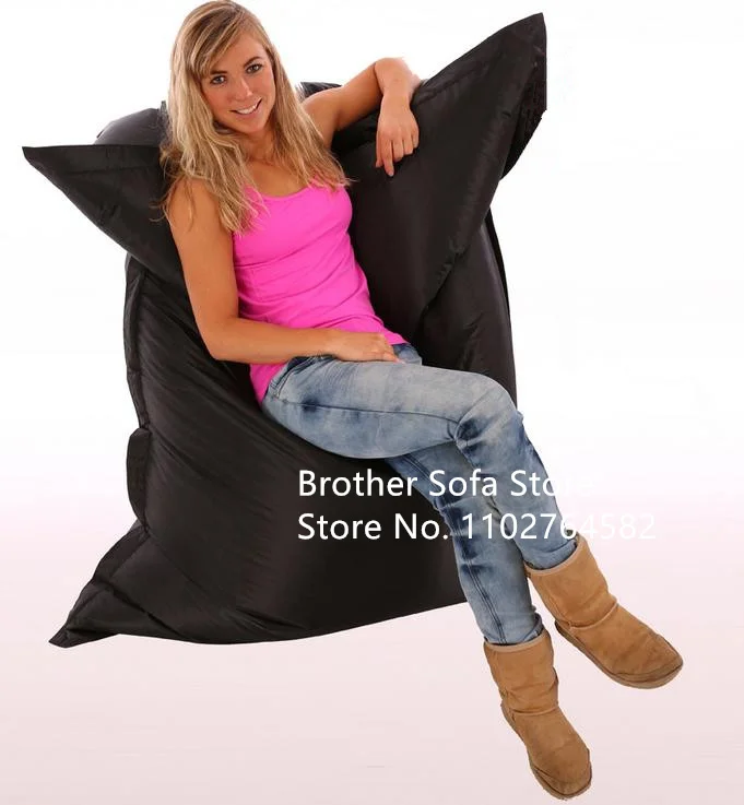 black color floor beanbag seat cushion 600D oxford polyester adults sac High quality cheap outdoor 4 seater colour bean bag sofa