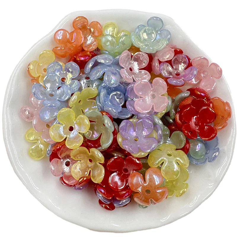 10mm Earring Accessories 80pcs Bright Handmade Material Petals Loose Beads Acrylic Fashion Hair Clip Small DIY Necklace Bracelet