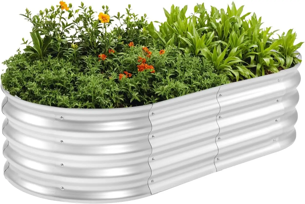 طقم سرير حديقة مرتفع مجلفن - سرير حديقة مرتفع متين وجمالي للبستنة الخارجية، مثالي للخضروات والفواكه، #1