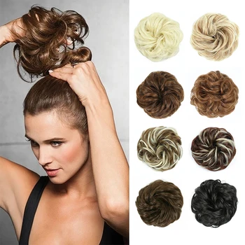 Azqueen Chignon sintetico disordinato Chignon Ciambella Gary Colore marrone Chignon Pad Corda elastica per capelli Elastico Estensioni dei capelli
