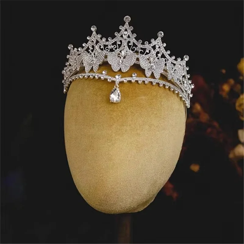 

CC Baroque Tiaras Wedding Hair Accessory Bridal Headband Engagement Hairwear Women Headpiece Butterfly Shape Coronets Gift AN090