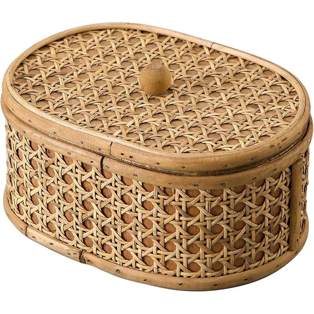 

Elegant Rattan Storage Box with Lid - Perfect for Organizing Jewelry, Snacks, and Home Decor in a Modern or Farmhouse Style