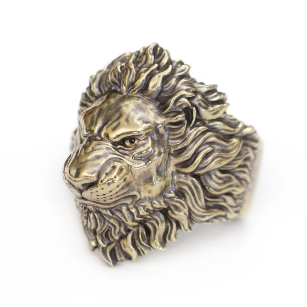 

Huge Brass Angry Lion Ring BR383 US Size 7~15