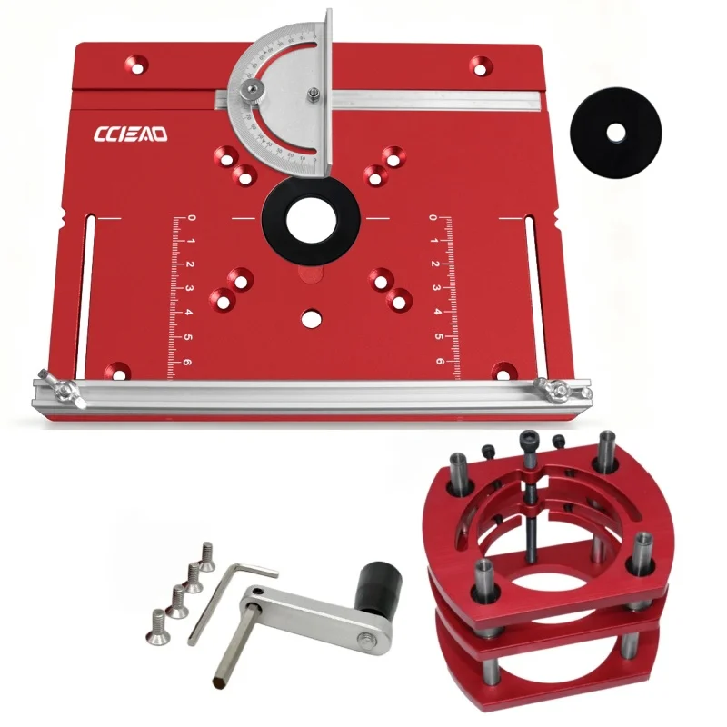 Aluminum Router Lift Base Kit with Router Table Insert Plate, Precision Adjustable Router Lift System for Woodworking Table
