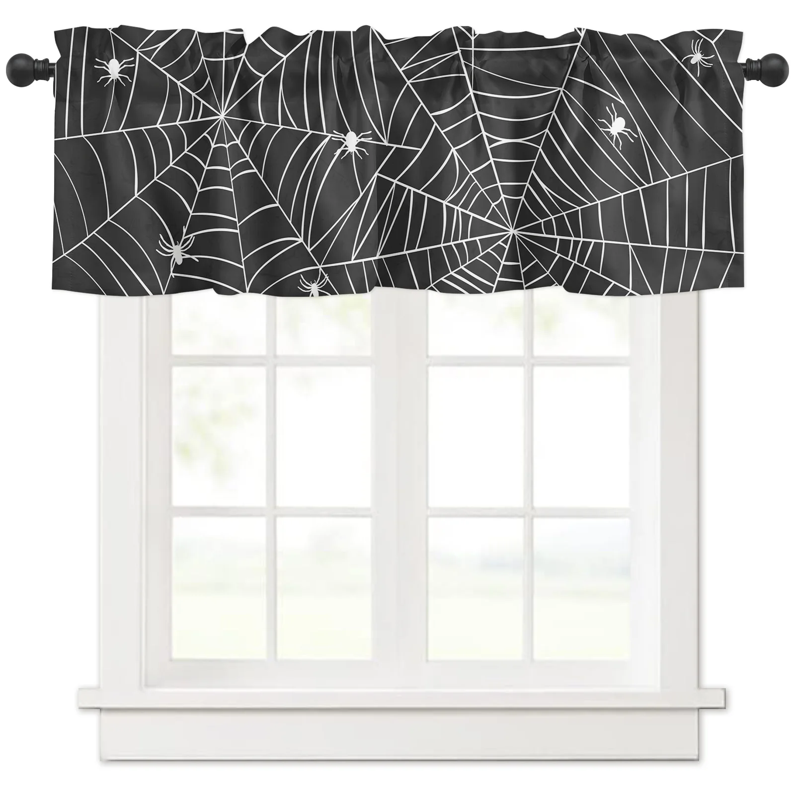 ZEDLIYU Valances for Windows Kitchen Coffee Living Room Small Window Valance Halloween Bat Decoration Short curtains 1 Panel