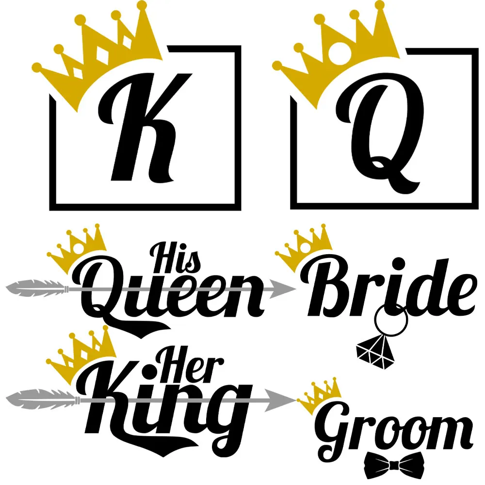 King and Queen Valentine's Day Love Flowers Iron-On Transfer For Clothing Patches DIY Washable T-Shirts Thermo Sticker Appliques