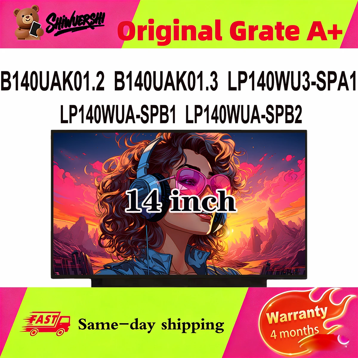 

Оригинальный новый A + 14-дюймовый тонкий ЖК-экран для ноутбука B140UAK01.2 B140UAK01.3 LP140WU3 SPA1 LP140WUA SPB1 LP140WUA SPB2