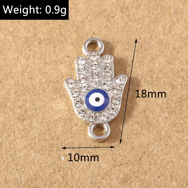10 Stück Strass-Kristall-Glücksbringer-Anhänger mit bösen Augen zum Basteln von Ohrringen, Halsketten, Armbändern, DIY-Handschmuck und Accessoires – Detail 5