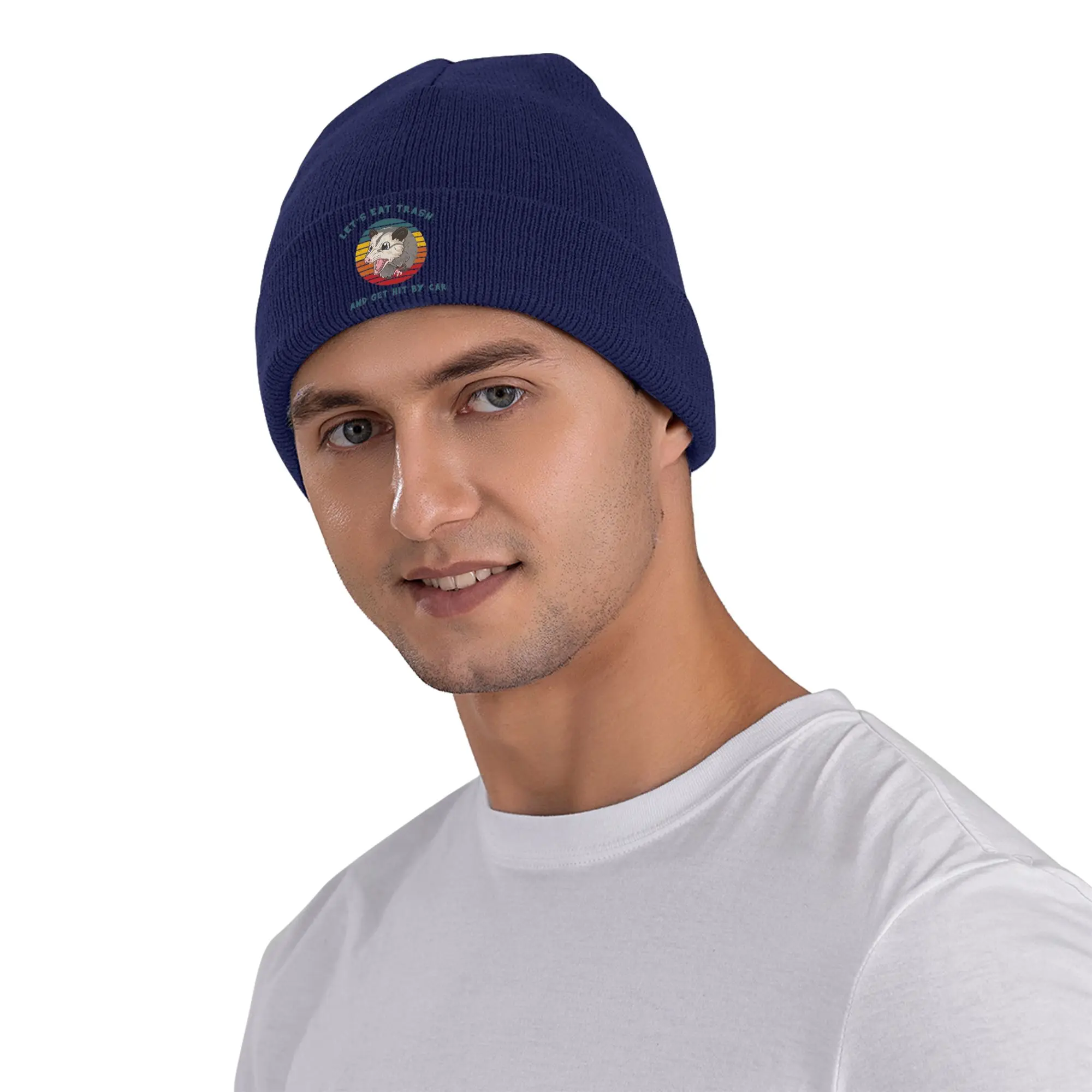 Let's Eat Trash Get Hit By A Car Possum Lovers Winter Skullies Beanies Hat Warm Autumn Knitted Hats Bonnet Caps for Women Men