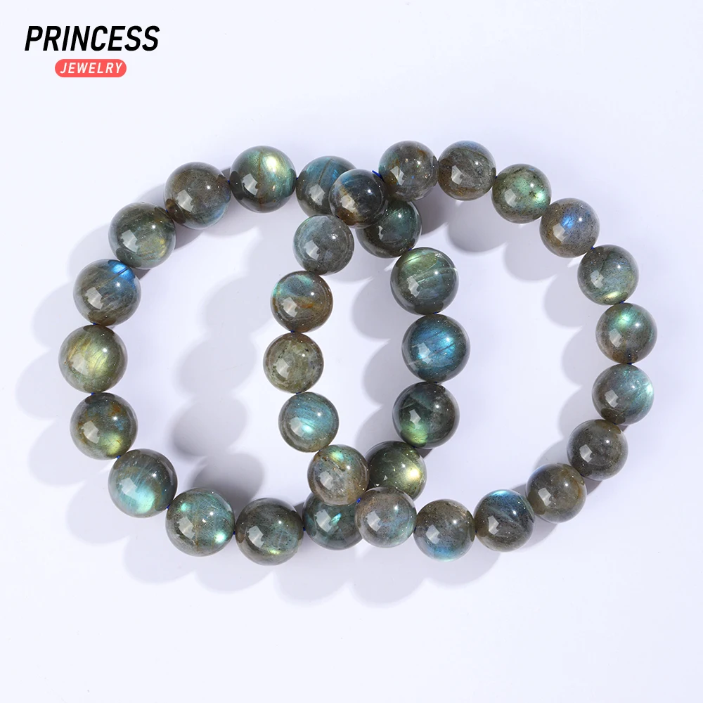 A++ Natural Blue Bulb Labradorite Bracelet 11-13mm Loose Beads for Jewelry Making Wholesale Stone Beads DIY Accessories