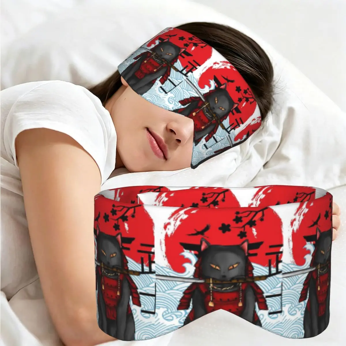 Cats Anime Samurai Sword sleep mask Light Blocking Portable Eye Cover for Girls Boys Travel Party Gift Eyeshade eyepatch