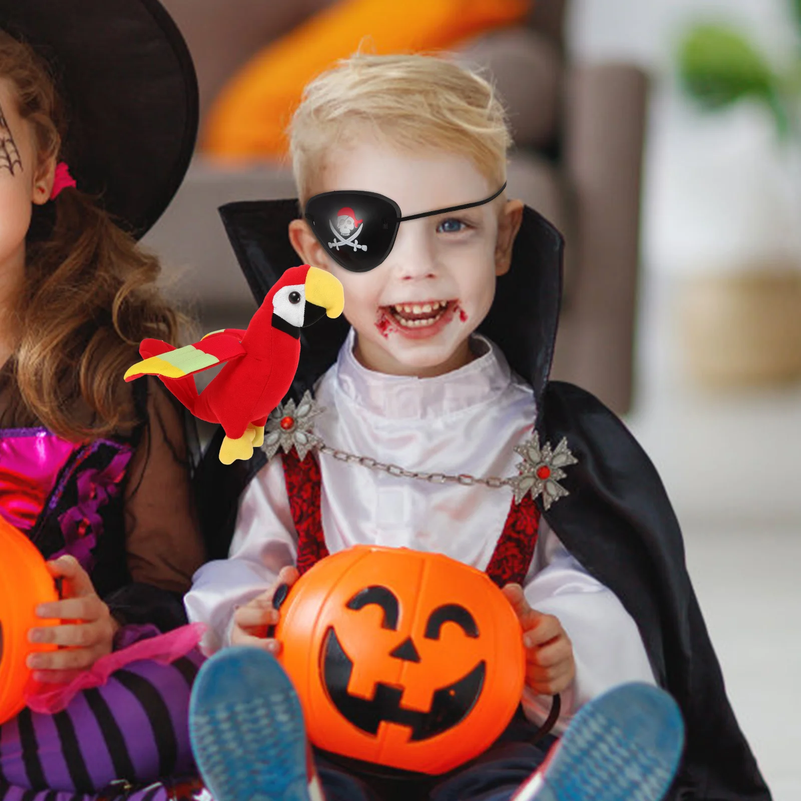 Ensemble d'accessoires de Cosplay Pirate, 1 ensemble, fourniture de fête d'halloween, masque pour les yeux de perroquet en peluche, accessoire de Costume, déguisement de jeu de rôle