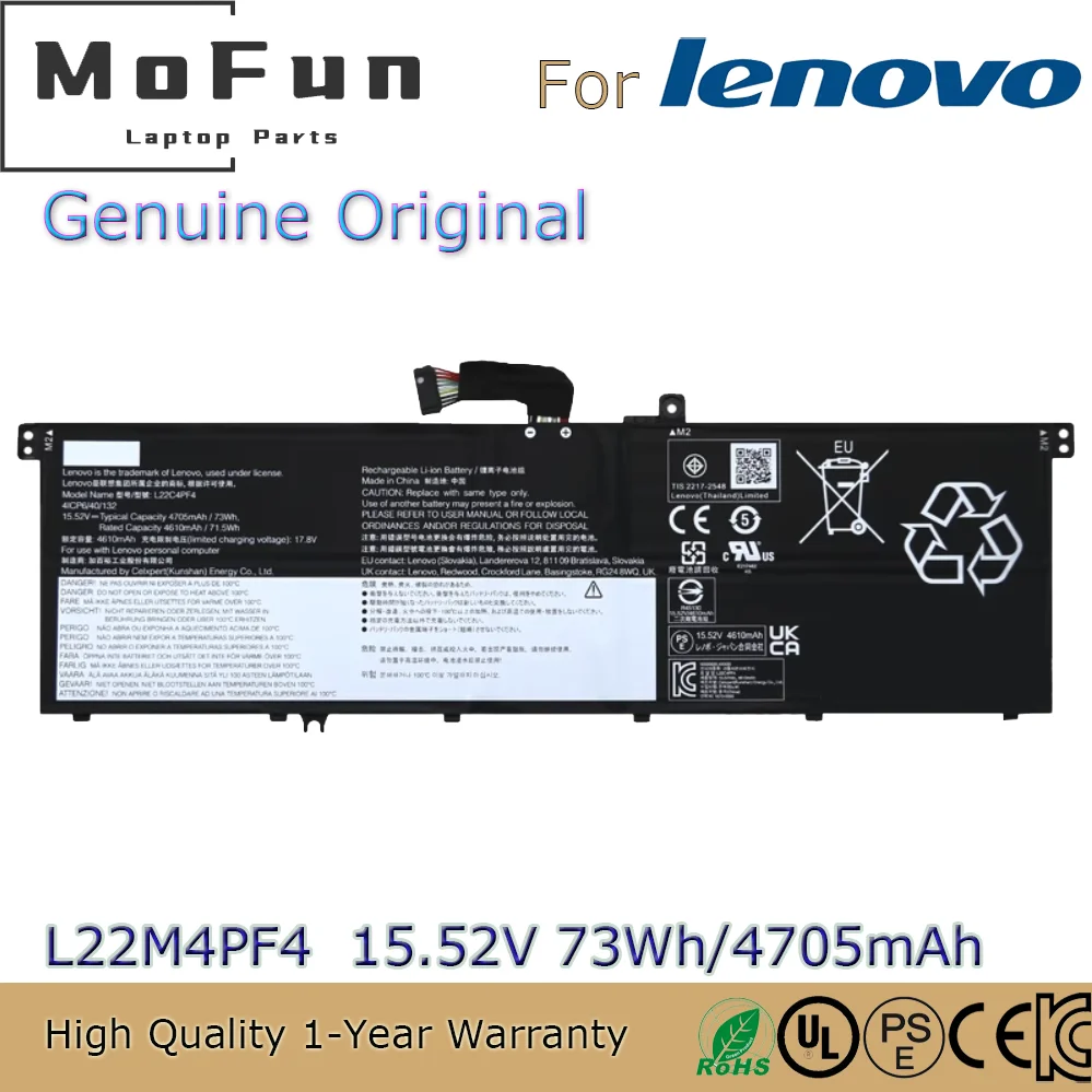 

Original L22M4PF4 5B11K24763 15.52V 73Wh Genuine Battery for Lenovo Slim Pro 7 14ARP8 Yoga 14IRH