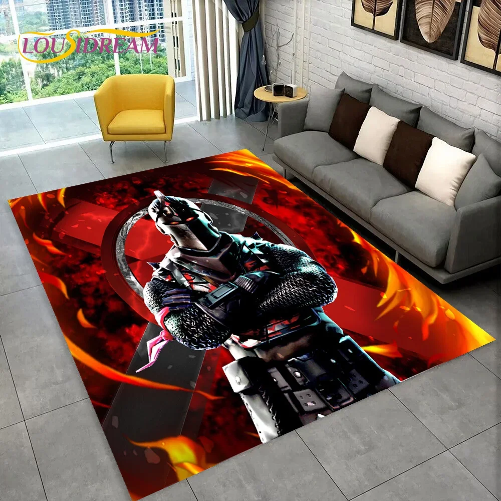 Cartoon Game 3D F-Fortnite HD Game Rug Carpet for Living Room Bedroom Home Decor,Floor Mat Non-slip for Sofa Doormat Gift Kids