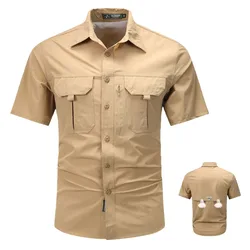 Summer Short Sleeve Shirt Men Tactical Polo Shirt Tops Outdoor Breathable Quick Dry Casual Camping Hiking Fishing Work Shirts