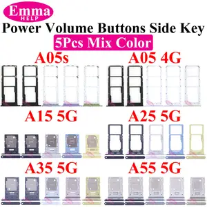 Bilashmart 5 Mix Color SIM tray Holder SD Card Power Volume Buttons Side Key On Off Adapter Drawer Samsung A05 A05s A15 A25 A35 A55