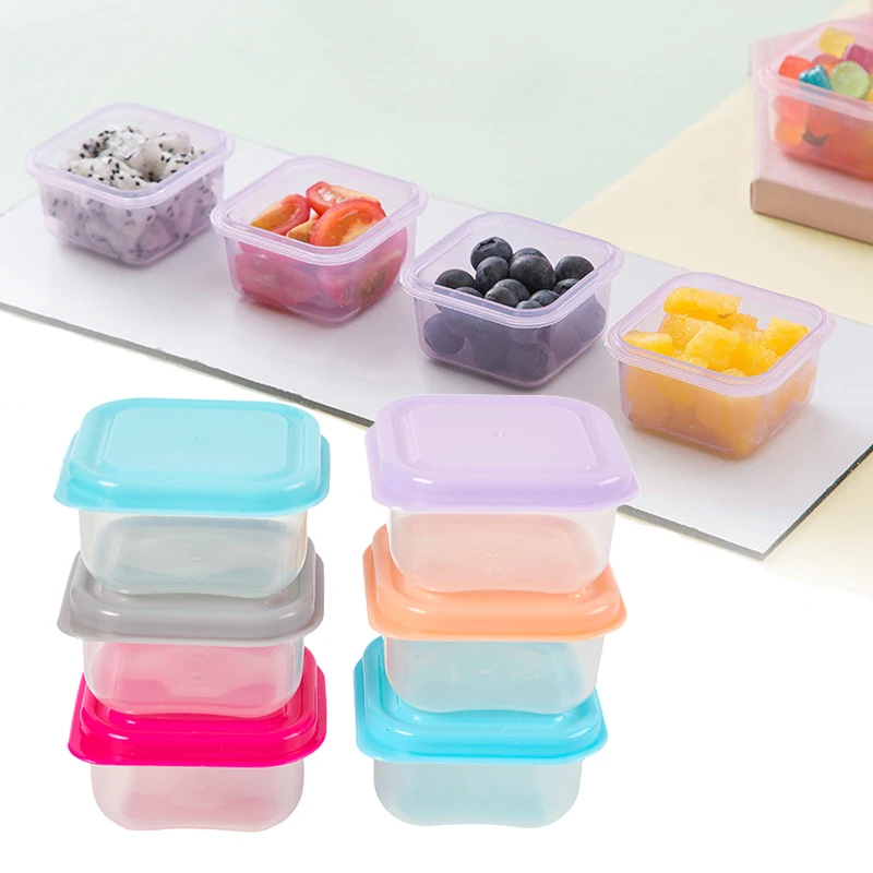 6 Pcs Mini Food Storage Box Plastic Clear Moisture-proof Packing Box Kitchen Storage Container with Leakproof Lid