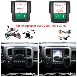 9.7 inch Android Car frame Kit Fascia Panel For Dodge Ram 1500 2500 2011-2018 Frame Panel  Power Cord Cable Canbus Decoder