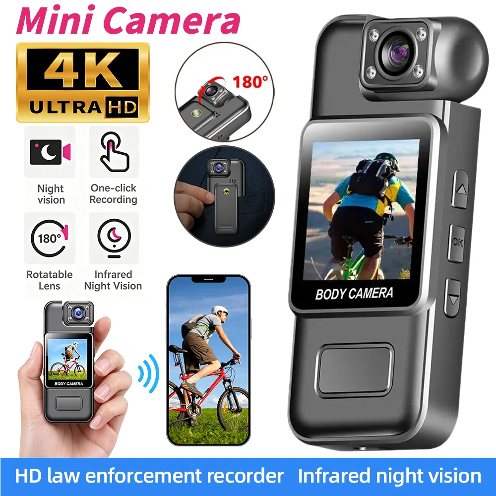 Ultra HD 4K Wifi Camera Digital Video Mini Portable Handheld Law Enforcement Recorder Rotatable Lens Outdoor Sports Camera