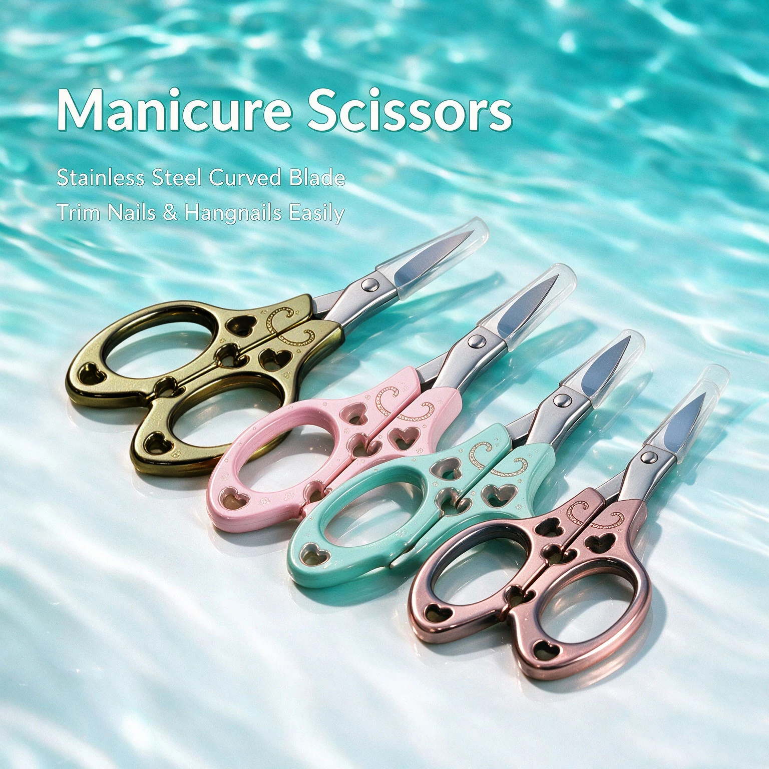 Multifunctional Portable Stainless Steel Curved Manicure Eyebrow Scissors Sharp Blades for Precise Nail Trimming Cuticle Removal