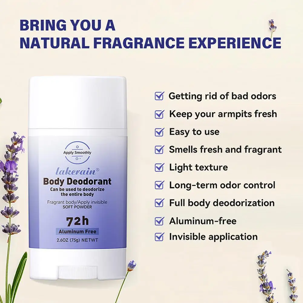 75G Full Body Deodorant 72 Hour Odour Control Body Balm Deodorant Multi Floral & Fruity Smooth Solid Stick Skin Safe Gift