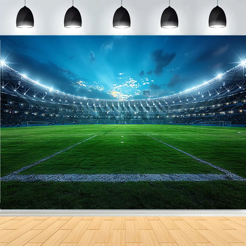 

3d Rendering Soccer Football Field Photography Backdrops Beautiful Sports Stadium With Green Grass Photo Studio Background SO-02