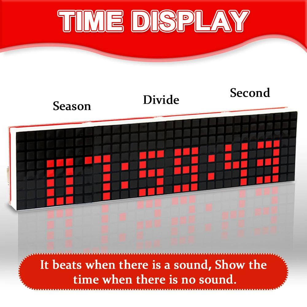 DIY LED Music Spectrum DS1302 Dot Matrix Clock Electronic Soldering Kit Rhythm Light USB Power DC5V with Micro Cable