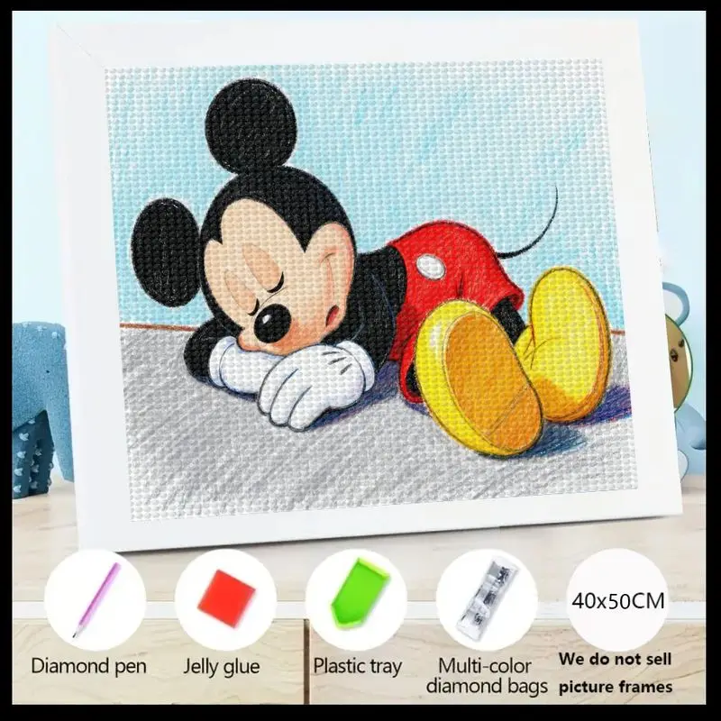 

1 шт. 5D DIY полный дрель комплект алмазной живописи, милый спящий Микки Маус мультяшный персонаж художественный набор, хрустальный горный хрусталь драгоценный камень Art Cra