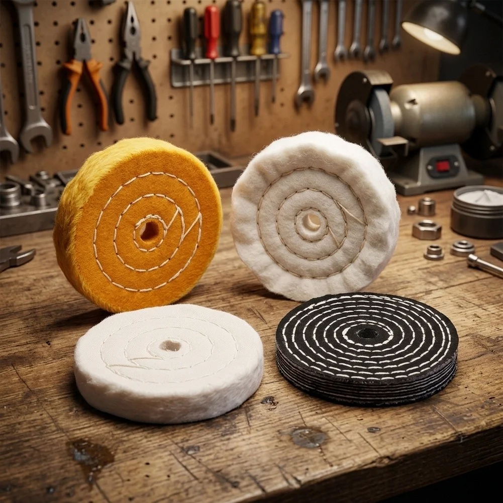 100mm Cloth Buffing Wheel Kit With 13mm Shank For Metal Wood Jewelry Mirror Polishing Compound Set Rotary Tool Accessories