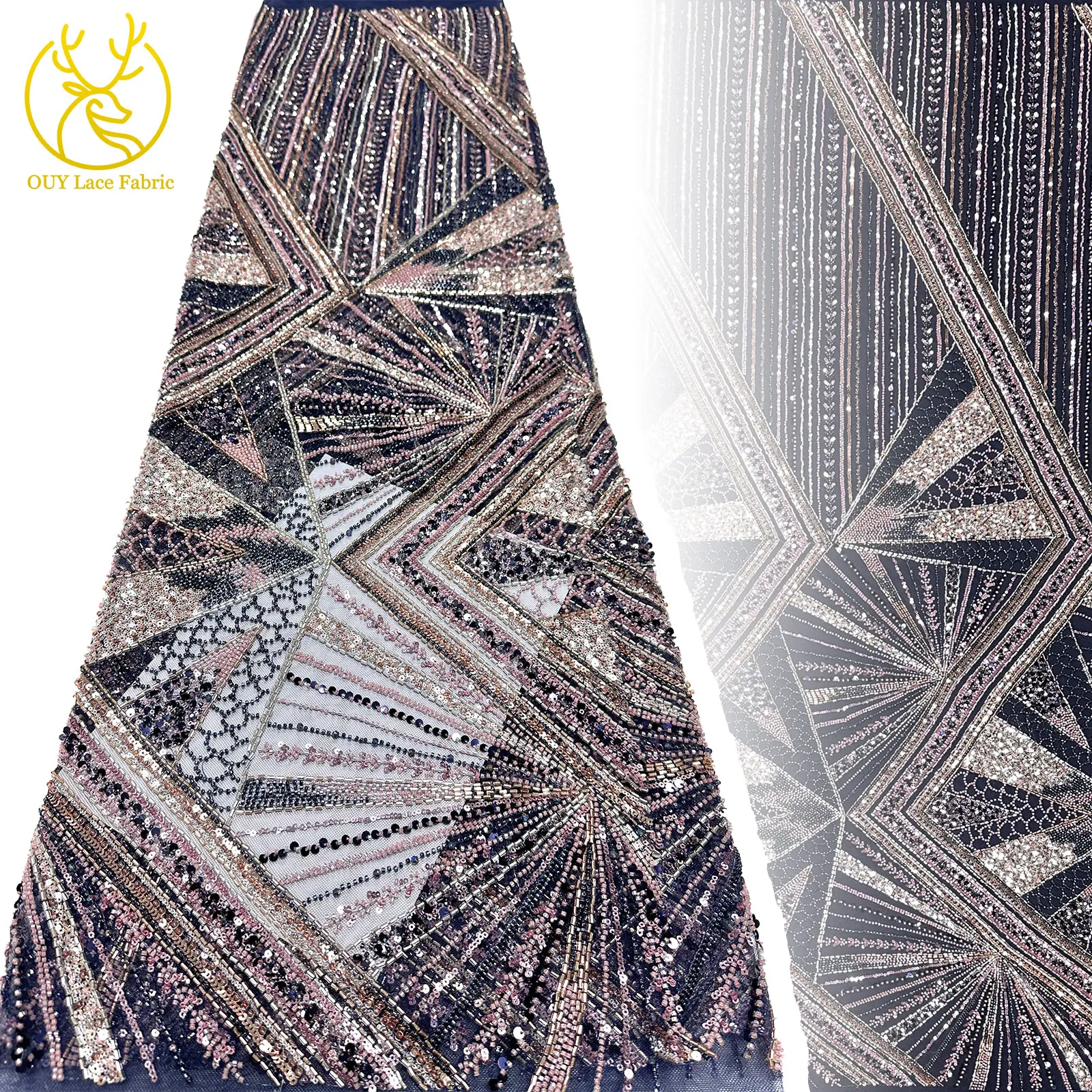 

Newest African Sequin Beaded Lace Fabric 2025 High Quality French Colored Stone Tulle Lace Fabric For Women Party Dress Sewing
