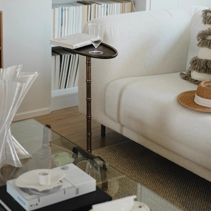 

‌ ‌ Винтажный овальный приставной столик, металлический поднос для прихожей, узкий прикроватный органайзер, стильный акцент для домашнего декора